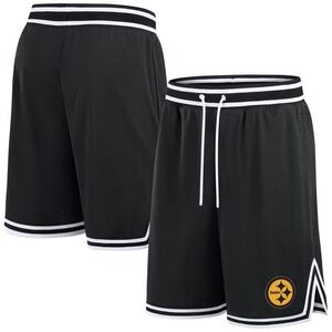Fanatics Pittsburgh Steelers Mens Mesh Basketball Shorts Black White Striped M